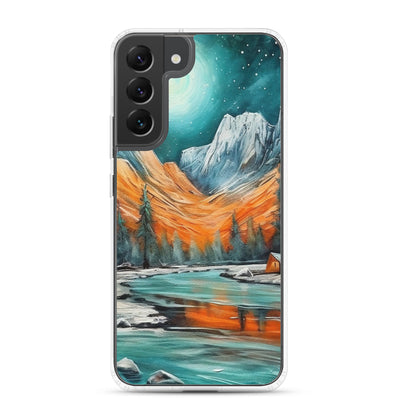 Berglandschaft und Zelte - Nachtstimmung - Landschaftsmalerei - Samsung Schutzhülle (durchsichtig) camping xxx Samsung Galaxy S22 Plus