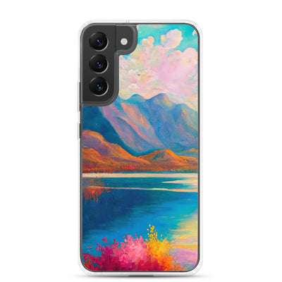 Berglandschaft und Bergsee - Farbige Ölmalerei - Samsung Schutzhülle (durchsichtig) berge xxx Samsung Galaxy S22 Plus