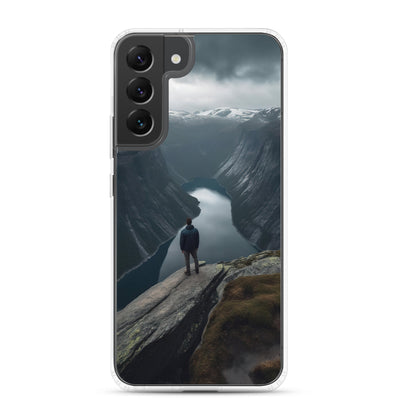 Mann auf Bergklippe - Norwegen - Samsung Schutzhülle (durchsichtig) berge xxx Samsung Galaxy S22 Plus
