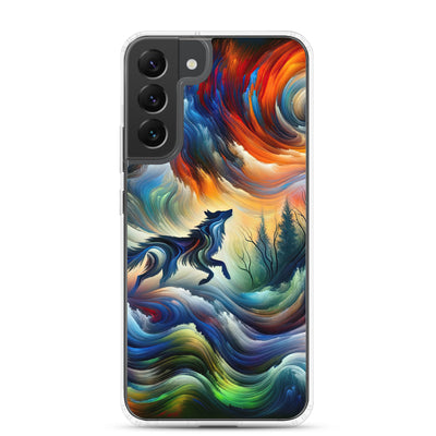 Alpen Abstraktgemälde mit Wolf Silhouette in lebhaften Farben (AN) - Samsung Schutzhülle (durchsichtig) xxx yyy zzz Samsung Galaxy S22 Plus