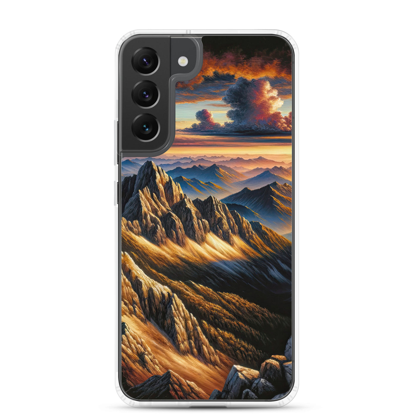 Alpen in Abenddämmerung: Acrylgemälde mit beleuchteten Berggipfeln - Samsung Schutzhülle (durchsichtig) berge xxx yyy zzz Samsung Galaxy S22 Plus
