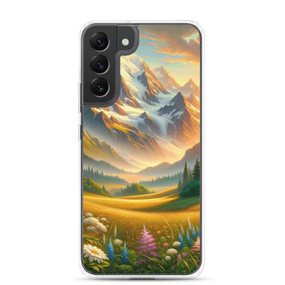 Heitere Alpenschönheit: Schneeberge und Wildblumenwiesen - Samsung Schutzhülle (durchsichtig) berge xxx yyy zzz Samsung Galaxy S22 Plus