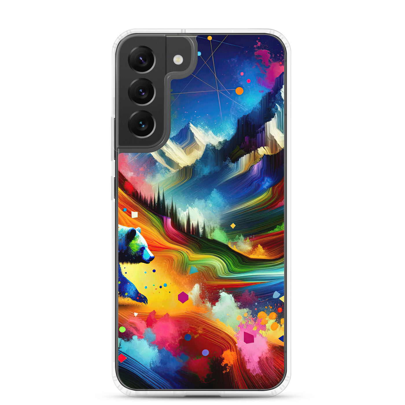 Neonfarbener Alpen Bär in abstrakten geometrischen Formen - Samsung Schutzhülle (durchsichtig) camping xxx yyy zzz Samsung Galaxy S22 Plus