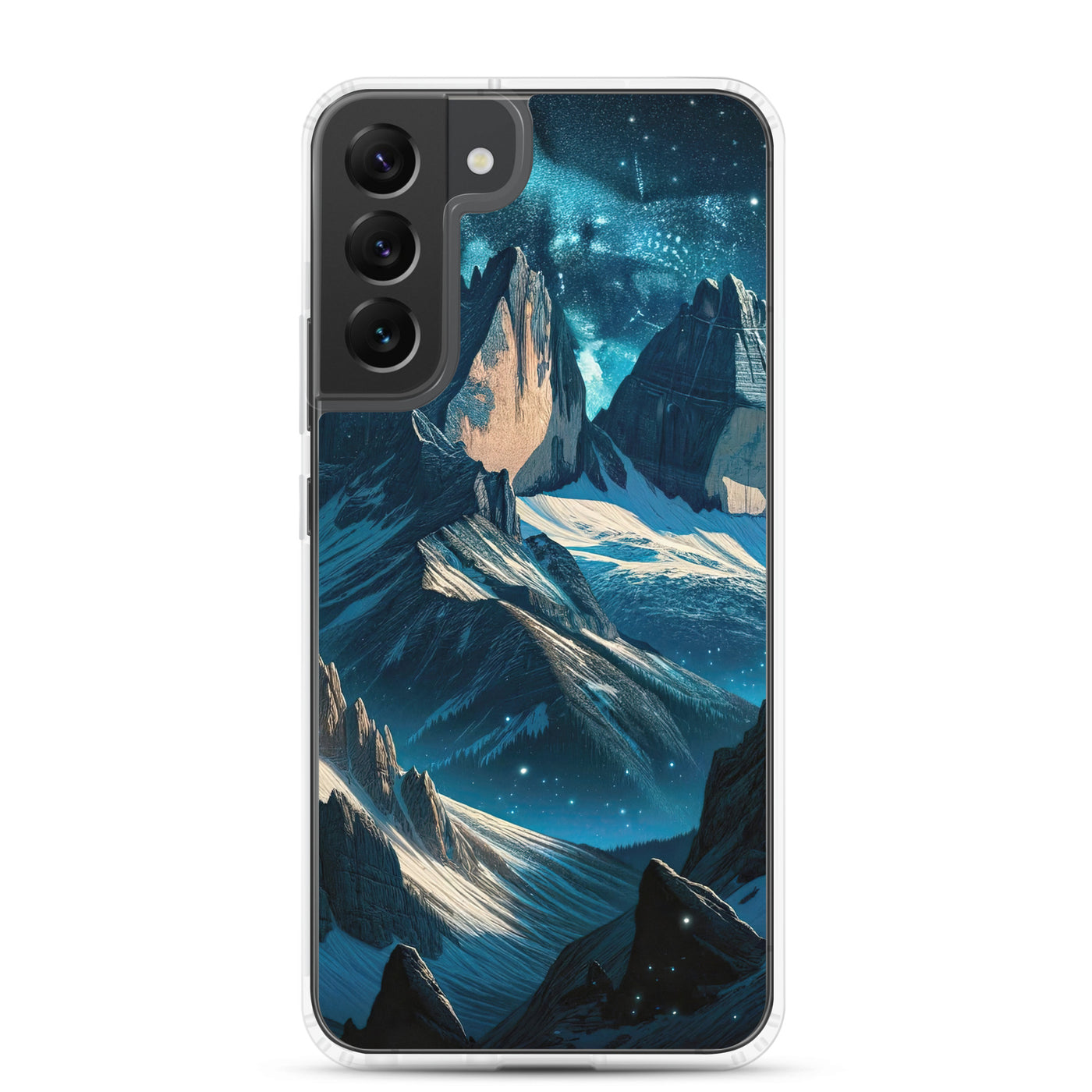 Fuchs in Alpennacht: Digitale Kunst der eisigen Berge im Mondlicht - Samsung Schutzhülle (durchsichtig) camping xxx yyy zzz Samsung Galaxy S22 Plus