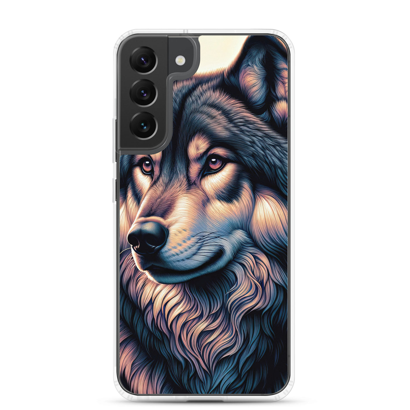 Majestätischer, glänzender Wolf in leuchtender Illustration (AN) - Samsung Schutzhülle (durchsichtig) xxx yyy zzz Samsung Galaxy S22 Plus
