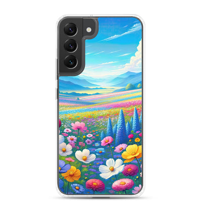 Weitläufiges Blumenfeld unter himmelblauem Himmel, leuchtende Flora - Samsung Schutzhülle (durchsichtig) camping xxx yyy zzz Samsung Galaxy S22 Plus