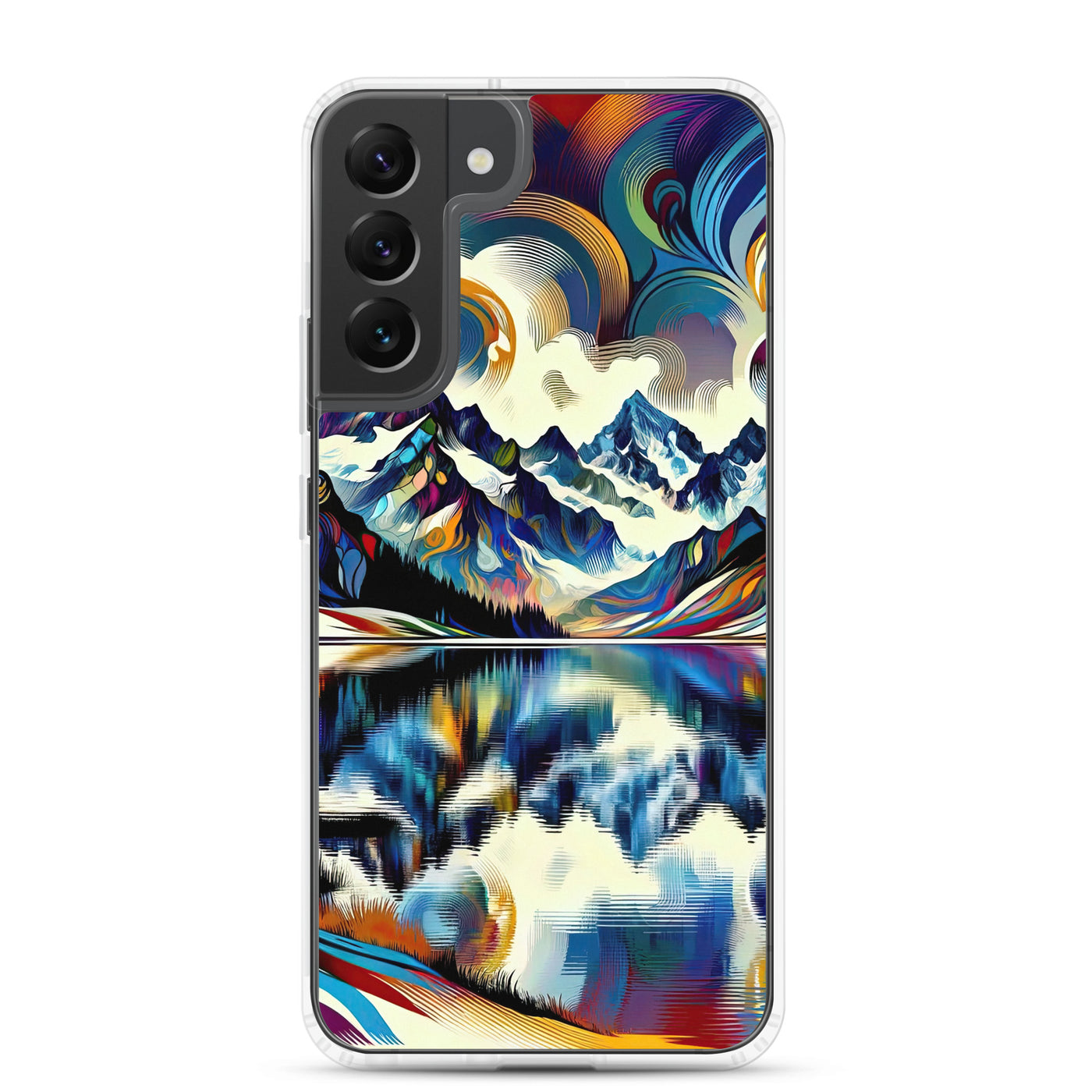 Alpensee im Zentrum eines abstrakt-expressionistischen Alpen-Kunstwerks - Samsung Schutzhülle (durchsichtig) berge xxx yyy zzz Samsung Galaxy S22 Plus