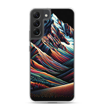 Pointillistische Darstellung der Alpen, Farbpunkte formen die Landschaft - Samsung Schutzhülle (durchsichtig) berge xxx yyy zzz Samsung Galaxy S22 Plus