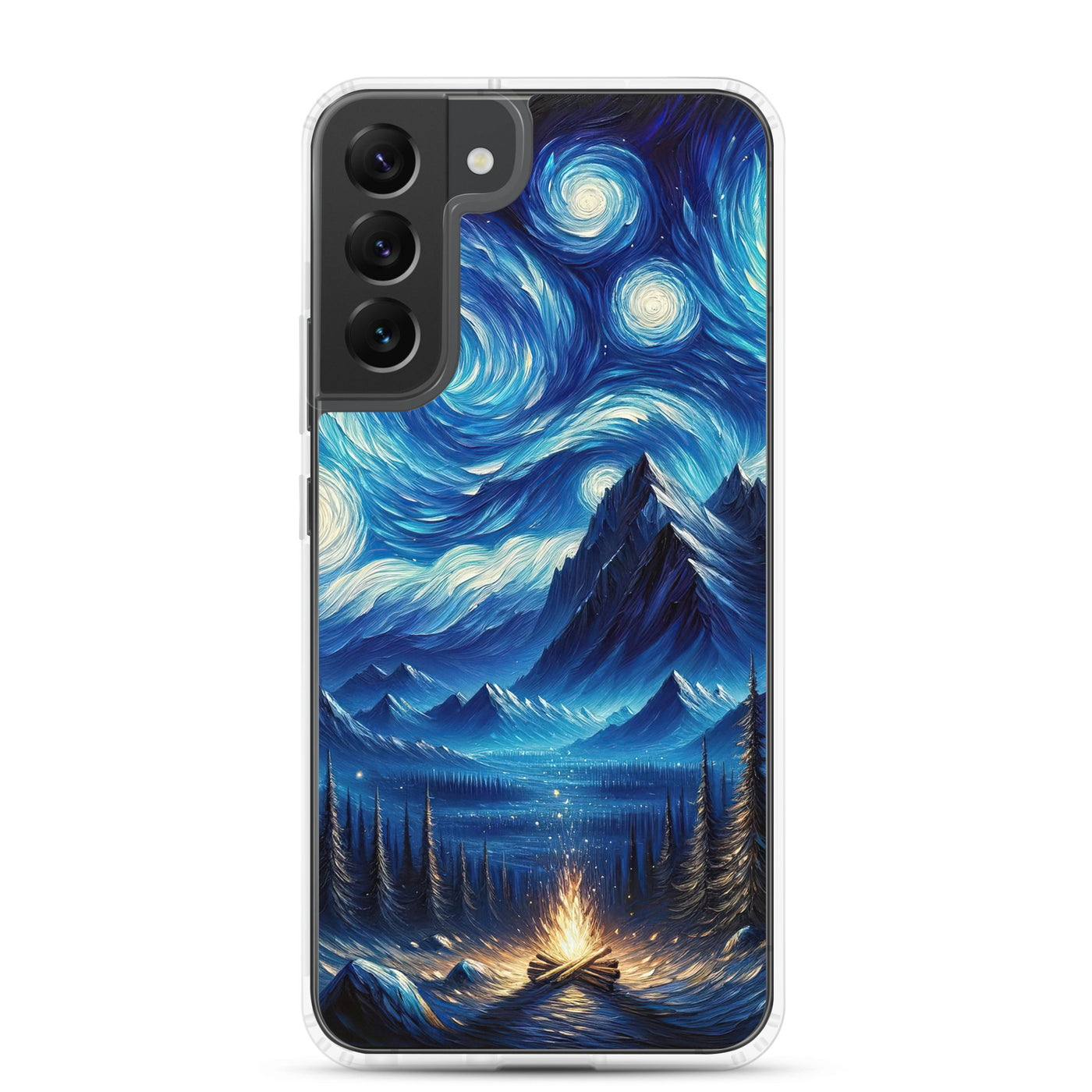Sternennacht-Stil Ölgemälde der Alpen, himmlische Wirbelmuster - Samsung Schutzhülle (durchsichtig) berge xxx yyy zzz Samsung Galaxy S22 Plus