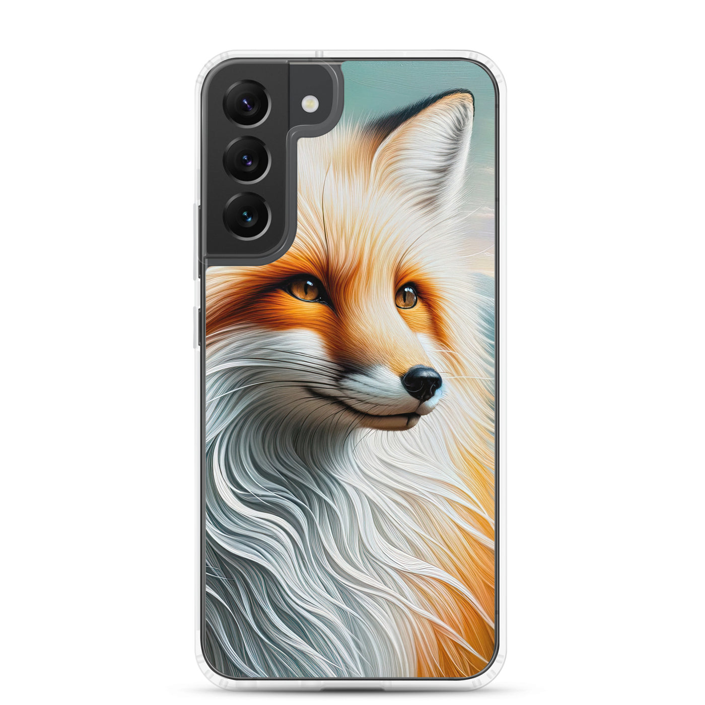 Ölgemälde eines anmutigen, intelligent blickenden Fuchses in Orange-Weiß - Samsung Schutzhülle (durchsichtig) camping xxx yyy zzz Samsung Galaxy S22 Plus