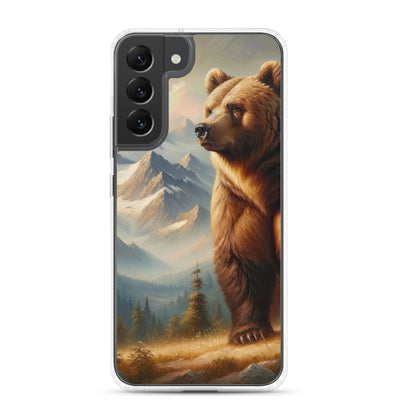 Ölgemälde eines königlichen Bären vor der majestätischen Alpenkulisse - Samsung Schutzhülle (durchsichtig) camping xxx yyy zzz Samsung Galaxy S22 Plus
