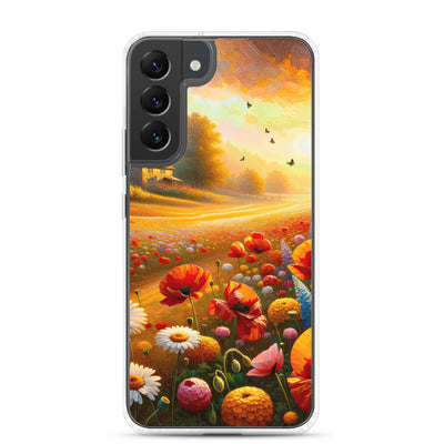 Ölgemälde eines Blumenfeldes im Sonnenuntergang, leuchtende Farbpalette - Samsung Schutzhülle (durchsichtig) camping xxx yyy zzz Samsung Galaxy S22 Plus