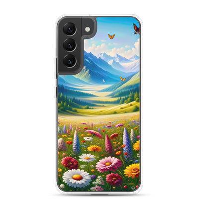 Ölgemälde einer ruhigen Almwiese, Oase mit bunter Wildblumenpracht - Samsung Schutzhülle (durchsichtig) camping xxx yyy zzz Samsung Galaxy S22 Plus