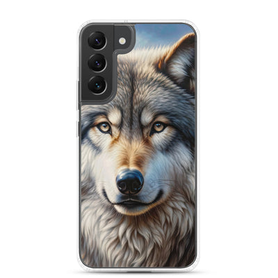Porträt-Ölgemälde eines prächtigen Wolfes mit faszinierenden Augen (AN) - Samsung Schutzhülle (durchsichtig) xxx yyy zzz Samsung Galaxy S22 Plus