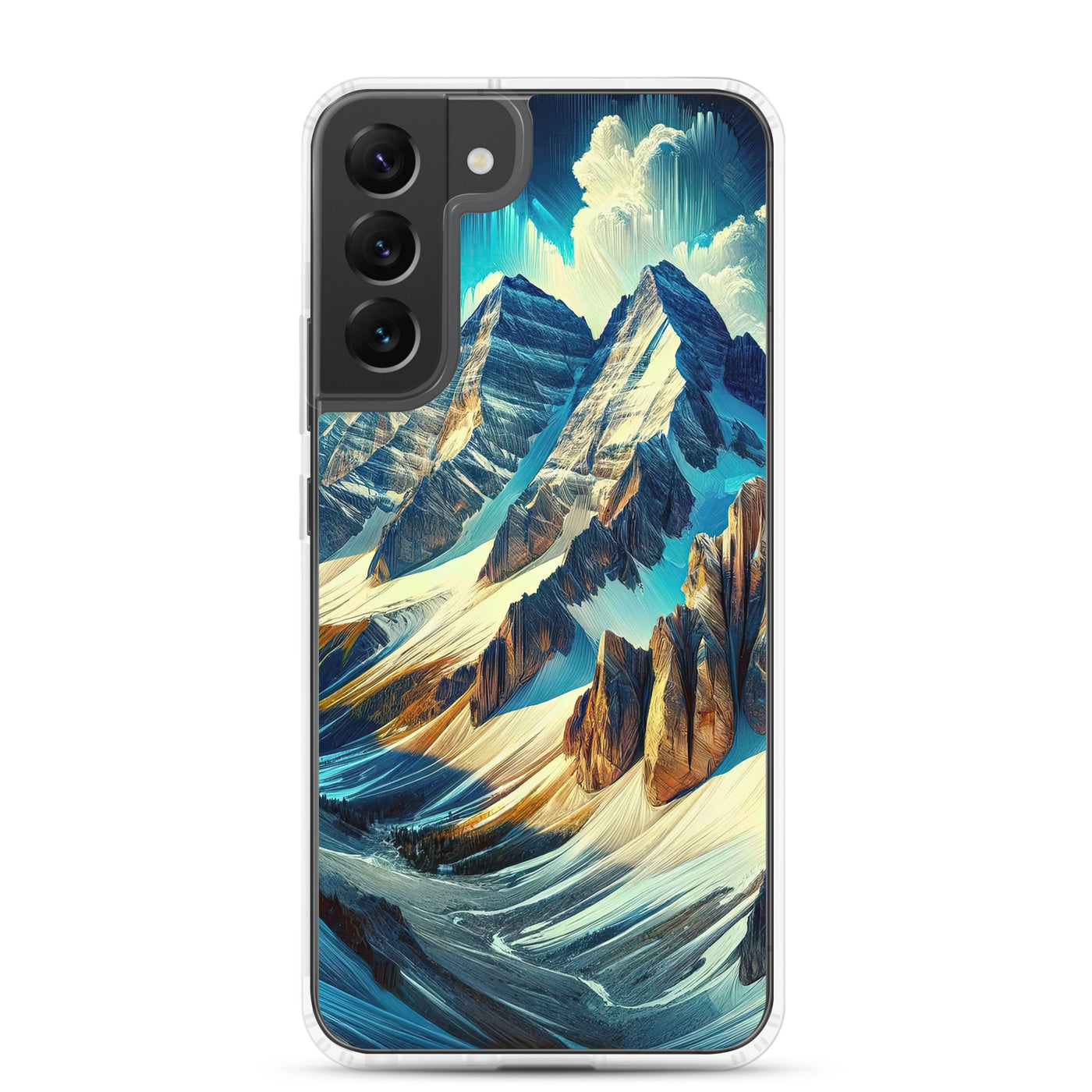Majestätische Alpen in zufällig ausgewähltem Kunststil - Samsung Schutzhülle (durchsichtig) berge xxx yyy zzz Samsung Galaxy S22 Plus