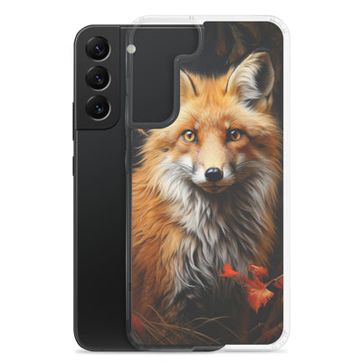 Fuchs Porträt und Herbstblätter - Malerei - Samsung Schutzhülle (durchsichtig) camping xxx