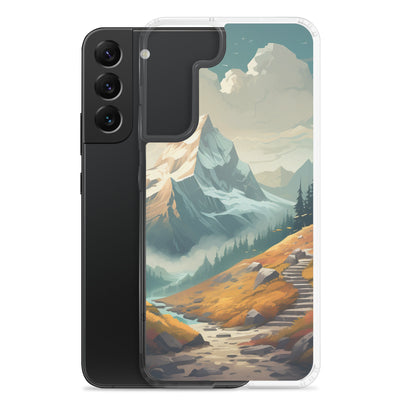 Berge, Wald und Wanderweg - Malerei - Samsung Schutzhülle (durchsichtig) berge xxx