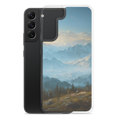 Schöne Berge mit Nebel bedeckt - Ölmalerei - Samsung Schutzhülle (durchsichtig) berge xxx
