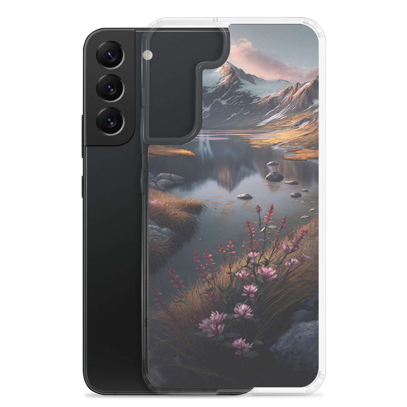 Berge, Bergsee und Blumen - Samsung Schutzhülle (durchsichtig) berge xxx