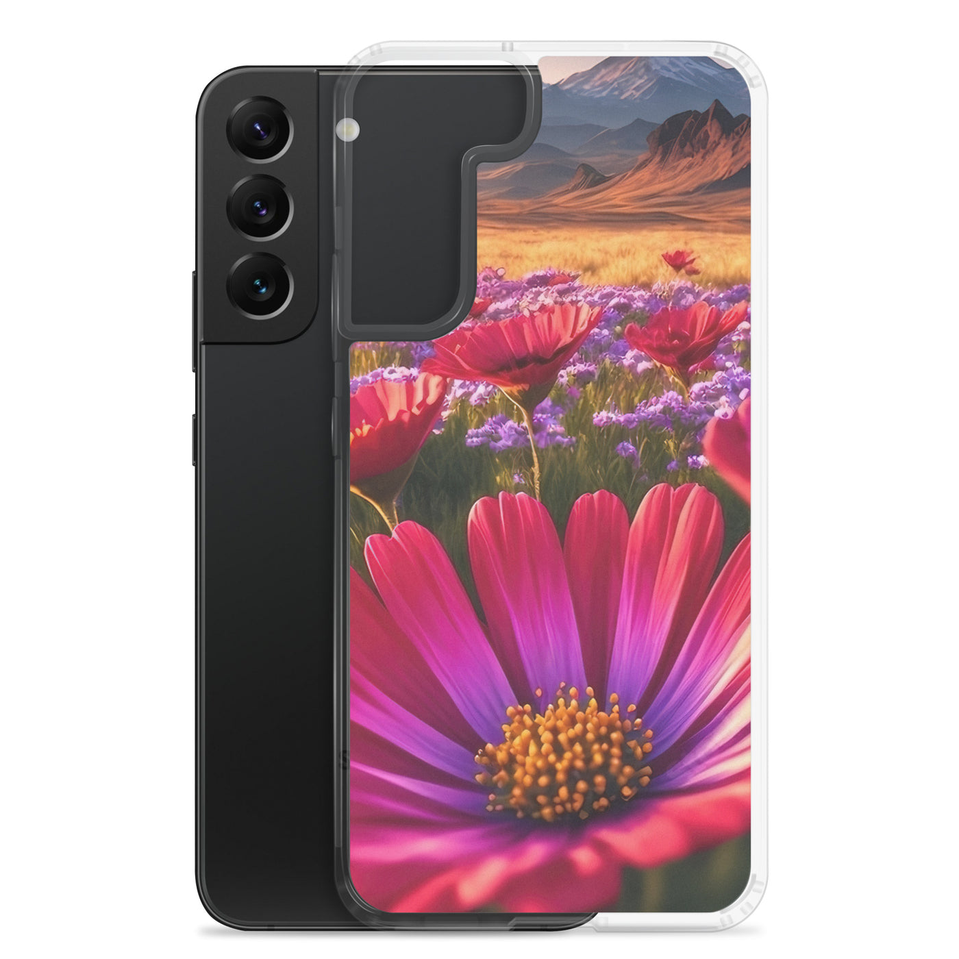 Wünderschöne Blumen und Berge im Hintergrund - Samsung Schutzhülle (durchsichtig) berge xxx