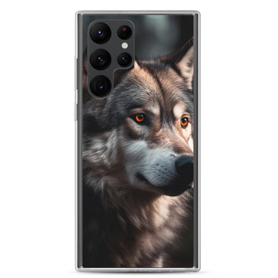 Wolf Porträt - Fotorealistische Malerei - Samsung Schutzhülle (durchsichtig) camping xxx Samsung Galaxy S22 Ultra