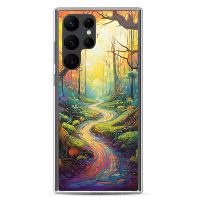 Wald und Wanderweg - Bunte, farbenfrohe Malerei - Samsung Schutzhülle (durchsichtig) camping xxx Samsung Galaxy S22 Ultra