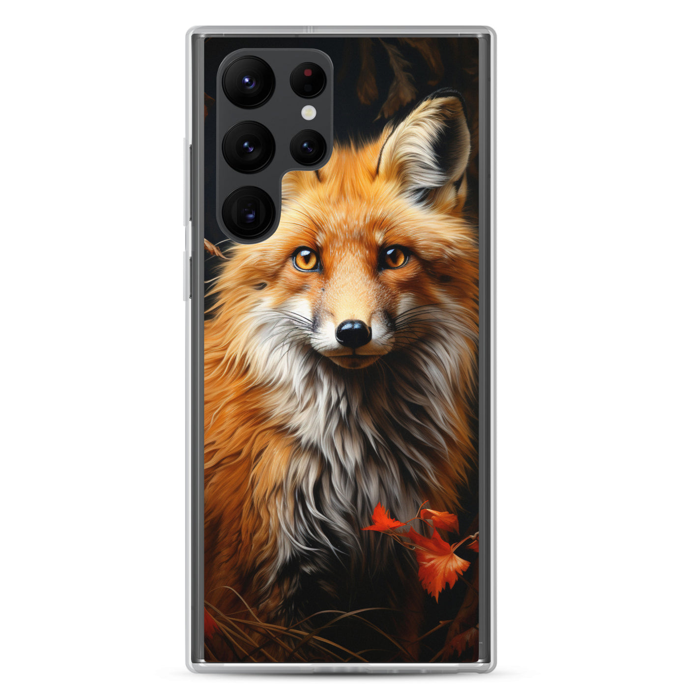 Fuchs Porträt und Herbstblätter - Malerei - Samsung Schutzhülle (durchsichtig) camping xxx Samsung Galaxy S22 Ultra
