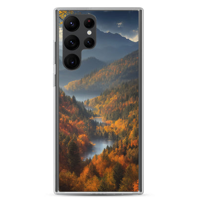 Berge, Wald und Nebel - Malerei - Samsung Schutzhülle (durchsichtig) berge xxx Samsung Galaxy S22 Ultra
