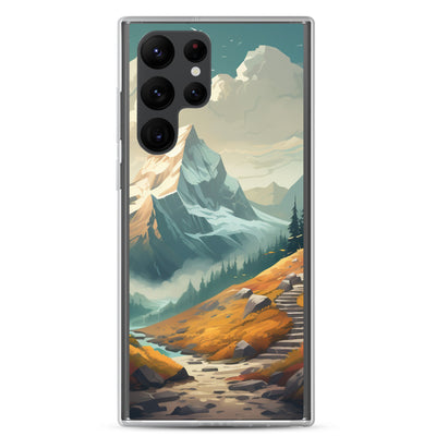 Berge, Wald und Wanderweg - Malerei - Samsung Schutzhülle (durchsichtig) berge xxx Samsung Galaxy S22 Ultra