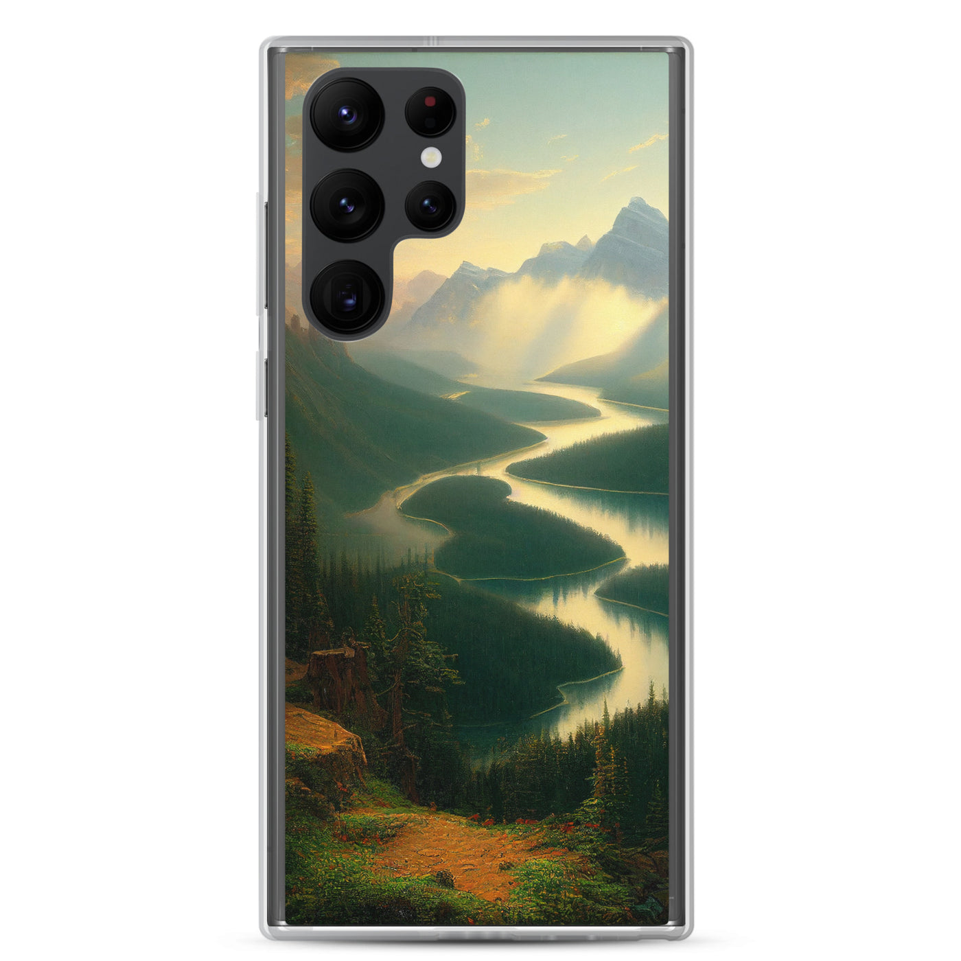 Landschaft mit Bergen, See und viel grüne Natur - Malerei - Samsung Schutzhülle (durchsichtig) berge xxx Samsung Galaxy S22 Ultra
