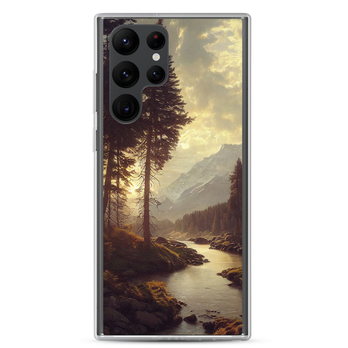 Landschaft mit Bergen, Fluss und Bäumen - Malerei - Samsung Schutzhülle (durchsichtig) berge xxx Samsung Galaxy S22 Ultra