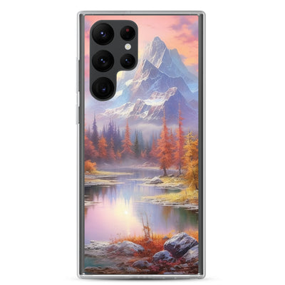 Landschaftsmalerei - Berge, Bäume, Bergsee und Herbstfarben - Samsung Schutzhülle (durchsichtig) berge xxx Samsung Galaxy S22 Ultra