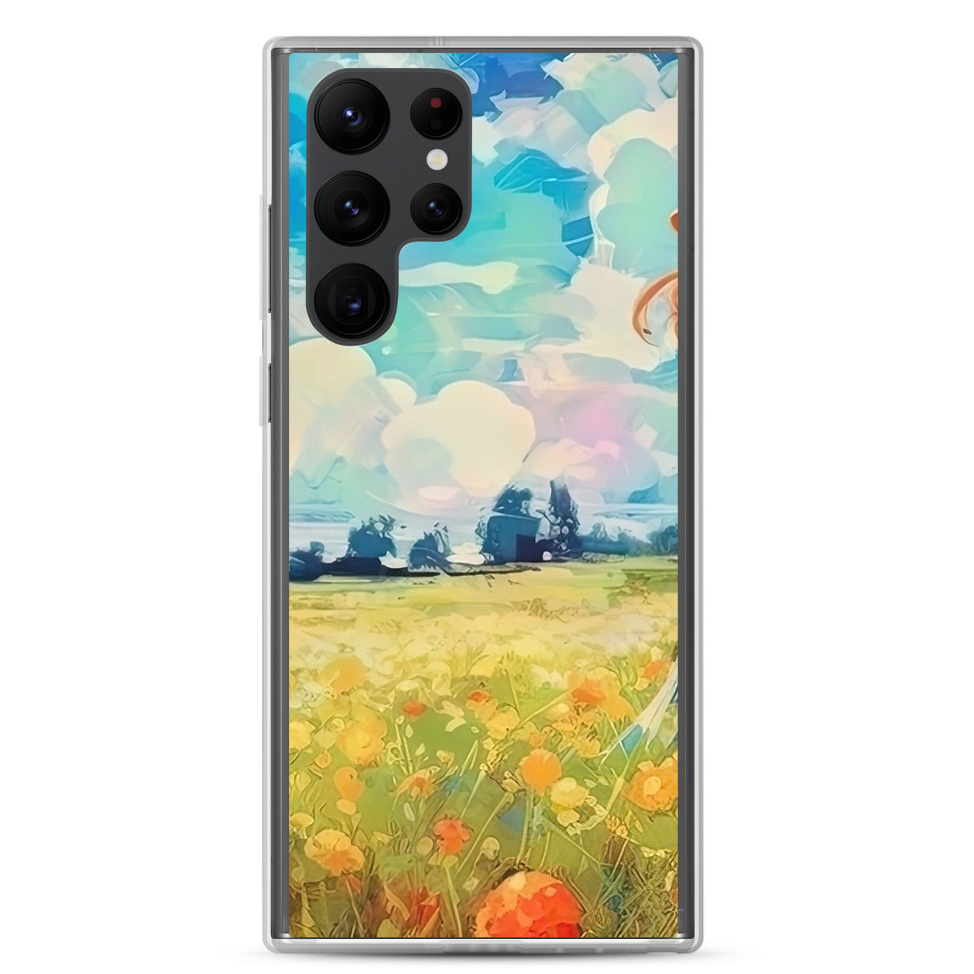 Dame mit Hut im Feld mit Blumen - Landschaftsmalerei - Samsung Schutzhülle (durchsichtig) camping xxx Samsung Galaxy S22 Ultra