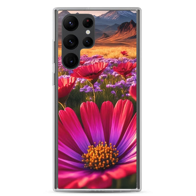 Wünderschöne Blumen und Berge im Hintergrund - Samsung Schutzhülle (durchsichtig) berge xxx Samsung Galaxy S22 Ultra