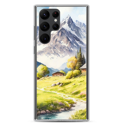 Epische Berge und Berghütte - Landschaftsmalerei - Samsung Schutzhülle (durchsichtig) berge xxx Samsung Galaxy S22 Ultra