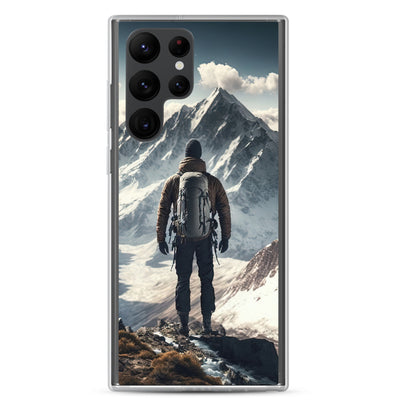 Wanderer auf Berg von hinten - Malerei - Samsung Schutzhülle (durchsichtig) berge xxx Samsung Galaxy S22 Ultra