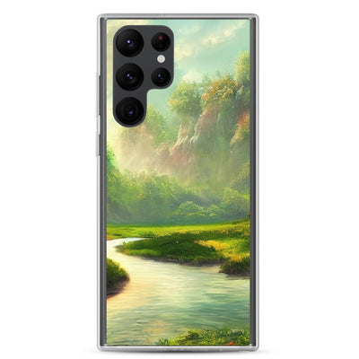 Bach im tropischen Wald - Landschaftsmalerei - Samsung Schutzhülle (durchsichtig) camping xxx Samsung Galaxy S22 Ultra