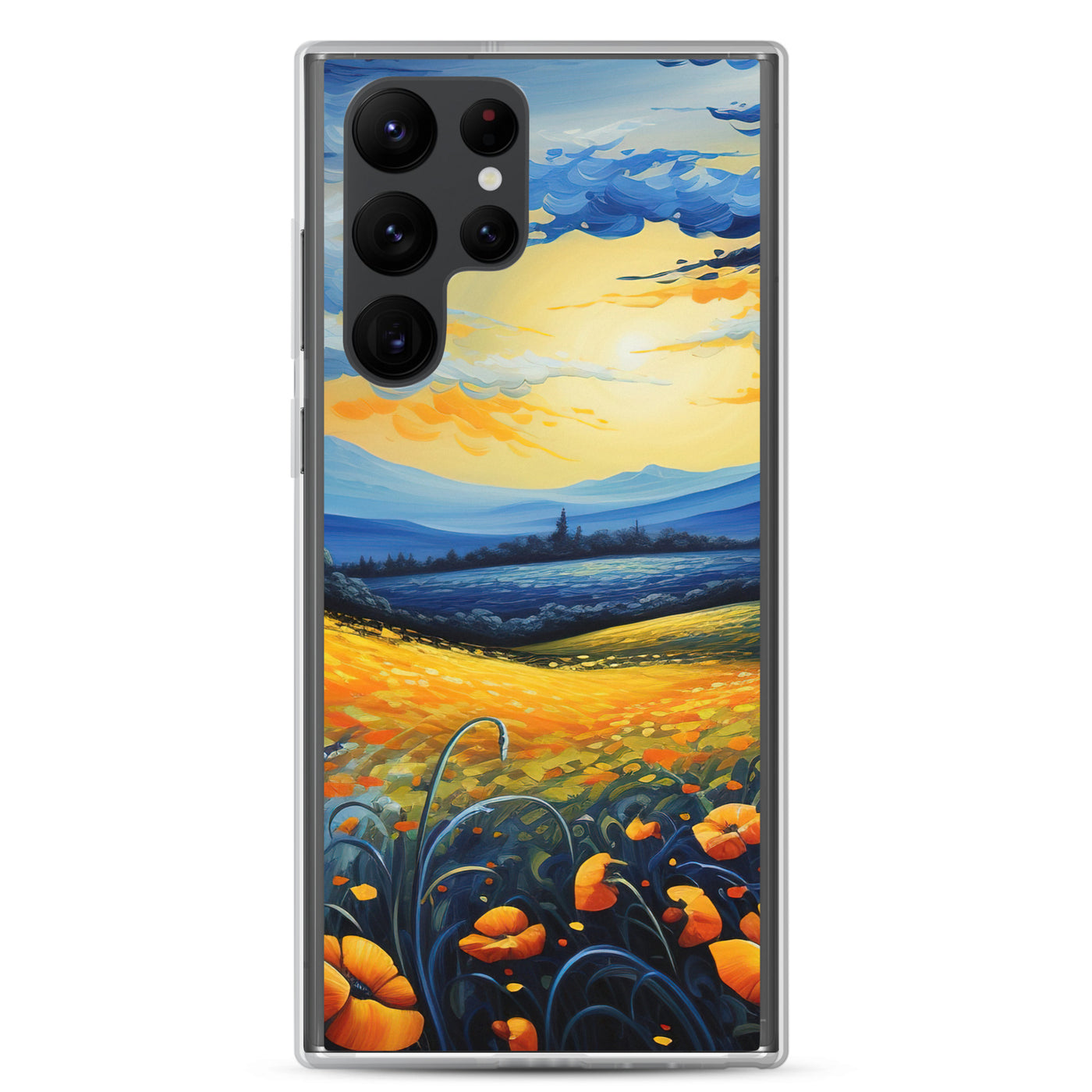 Berglandschaft mit schönen gelben Blumen - Landschaftsmalerei - Samsung Schutzhülle (durchsichtig) berge xxx Samsung Galaxy S22 Ultra