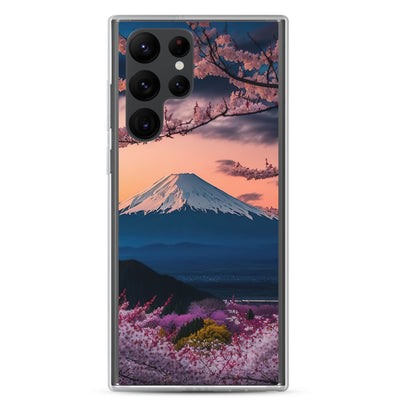 Berg - Pinke Bäume und Blumen - Samsung Schutzhülle (durchsichtig) berge xxx Samsung Galaxy S22 Ultra