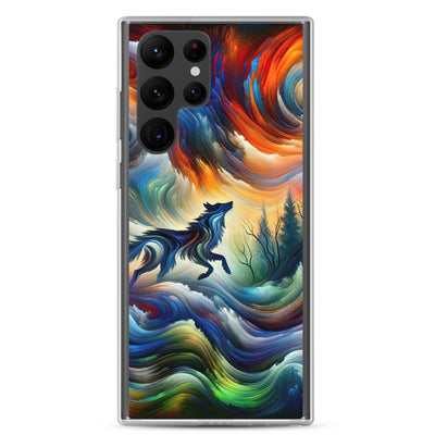 Alpen Abstraktgemälde mit Wolf Silhouette in lebhaften Farben (AN) - Samsung Schutzhülle (durchsichtig) xxx yyy zzz Samsung Galaxy S22 Ultra