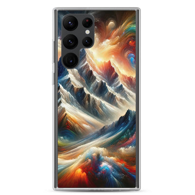 Expressionistische Alpen, Berge: Gemälde mit Farbexplosion - Samsung Schutzhülle (durchsichtig) berge xxx yyy zzz Samsung Galaxy S22 Ultra