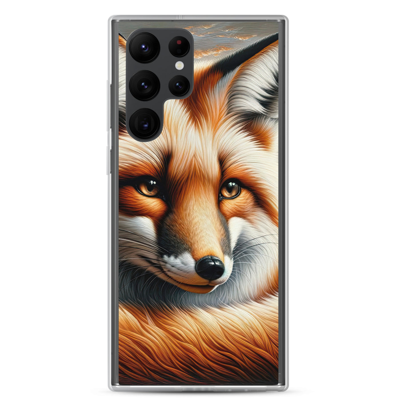 Ölgemälde eines nachdenklichen Fuchses mit weisem Blick - Samsung Schutzhülle (durchsichtig) camping xxx yyy zzz Samsung Galaxy S22 Ultra
