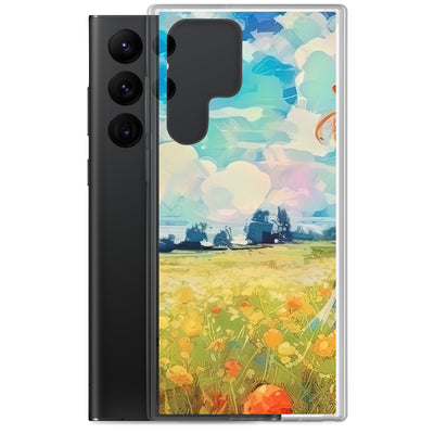 Dame mit Hut im Feld mit Blumen - Landschaftsmalerei - Samsung Schutzhülle (durchsichtig) camping xxx