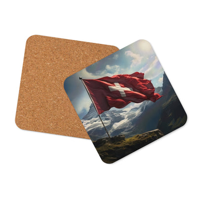 Schweizer Flagge und Berge im Hintergrund - Fotorealistische Malerei - Untersetzer berge xxx Default Title