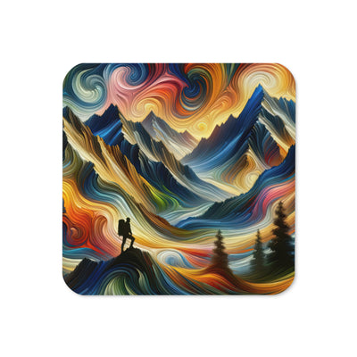 Abstraktes Kunstgemälde der Alpen mit wirbelnden, lebendigen Farben und dynamischen Mustern. Wanderer Silhouette - Untersetzer wandern xxx yyy zzz Default Title