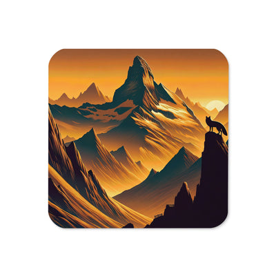 Fuchs in Alpen-Sonnenuntergang, goldene Berge und tiefe Täler (C) - Cork-Back Coaster xxx yyy zzz Default Title