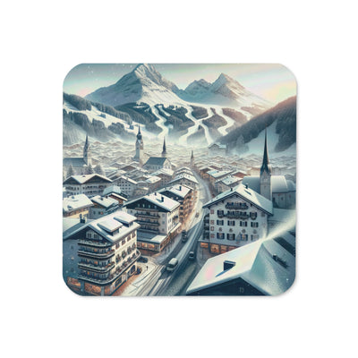 Winter in Kitzbühel: Digitale Malerei von schneebedeckten Dächern - Untersetzer berge xxx yyy zzz Default Title