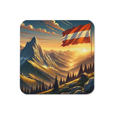 Ruhiger Alpenabend mit österreichischer Flagge und goldenem Sonnenuntergang - Untersetzer berge xxx yyy zzz Default Title