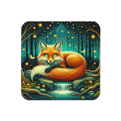 Bezaubernder Fuchs auf erleuchteter mystischer Waldlichtung - Untersetzer camping xxx yyy zzz Default Title