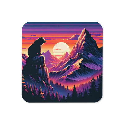 Alpen-Sonnenuntergang mit Bär auf Hügel, warmes Himmelsfarbenspiel - Untersetzer camping xxx yyy zzz Default Title